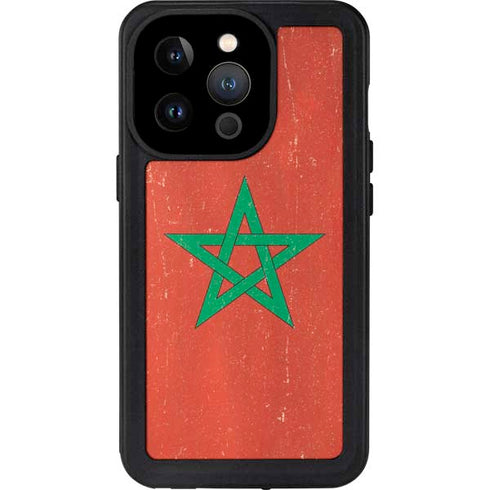 Morocco Flag Distressed iPhone 15 Pro Waterproof Case